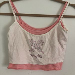 Omighty Suki Layered Tank with Butterfly Design